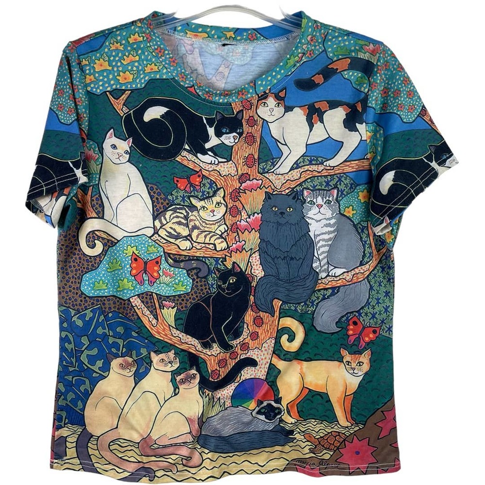 Cats T-Shirt Size L Maria Alpert print. - Picture 1 of 8